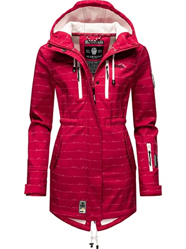MARIKOO Damen Übergangsjacke Softshellmantel wasserdicht mit Kapuze Zimtzicke Fuchsia Lines Gr. XS von MARIKOO