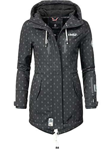 MARIKOO Damen Übergangsjacke Softshellmantel wasserdicht mit Kapuze Zimtzicke Schwarz Dots Gr. XL MARIKOO Damen Übergangsjacke Softshellmantel wasserdicht mit Kapuze Zimtzicke Schwarz Dots Gr. XL von MARIKOO