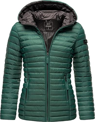 MARIKOO Damen leichte Übergangsjacke Steppjacke mit Kapuze Asraa Dark Green Gr. XS von MARIKOO