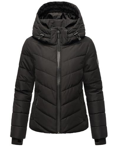 MARIKOO Damen Übergangsjacke Steppjacke Winterjacke gesteppt Herbst Winter Outdoorjacke Kapuze Stehkragen Gefüttert Vegan Samuiaa XS - 3XL (DE/NL/SE/PL, Alphanumerisch, L, Regular, Regular, Schwarz) von MARIKOO