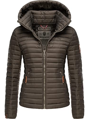 MARIKOO Damen Übergangsjacke Steppjacke mit abnembarer Kapuze Löwenbaby Anthracite Gr. M von MARIKOO