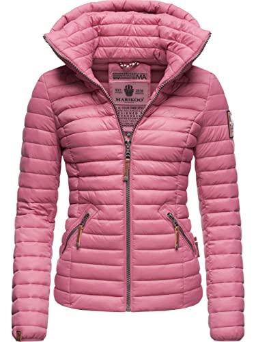 MARIKOO Damen Übergangsjacke Steppjacke mit abnembarer Kapuze Löwenbaby Himbeere Gr. L von MARIKOO