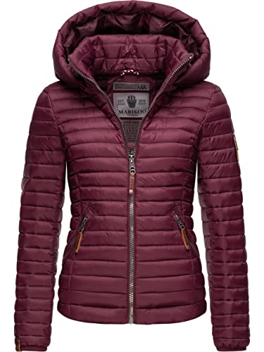 MARIKOO Damen Übergangsjacke Steppjacke mit abnembarer Kapuze Löwenbaby Wine Gr. M von MARIKOO