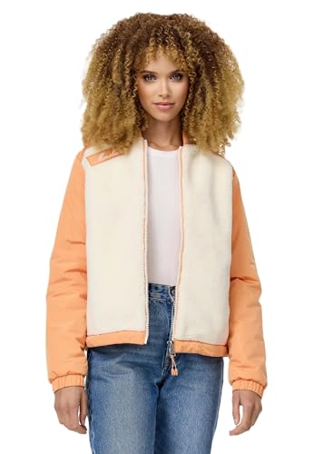 MARIKOO Damen Übergangsjacke leichte College Übergangs Jacke Teddyfell B996 [B996-Sayoo-Apricot-Sor-Gr.L] von MARIKOO