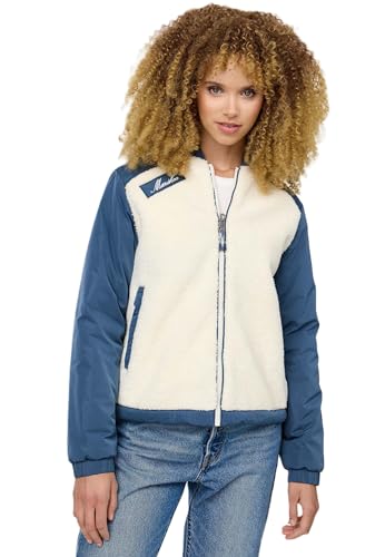 MARIKOO Damen Übergangsjacke leichte College Übergangs Jacke Teddyfell B996 [B996-Sayoo-Dusty-Blue-Gr.L] von MARIKOO