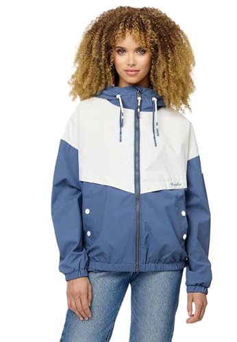 MARIKOO Damen Übergangsjacke leichte Herbst Frühling Übergangs Jacke mit Kapuze B993 [B993-Liubk-Dusty-Blue-Gr.L] von MARIKOO