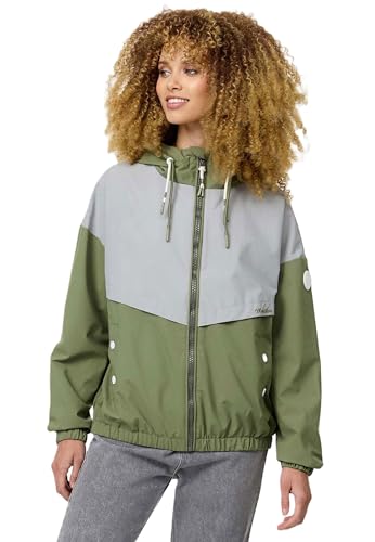 MARIKOO Damen Übergangsjacke leichte Herbst Frühling Übergangs Jacke mit Kapuze B993 [B993-Liubk-Dusty-Olive-Gr.L] von MARIKOO