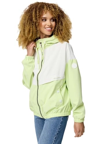 MARIKOO Damen Übergangsjacke leichte Herbst Frühling Übergangs Jacke mit Kapuze B993 [B993-Liubk-Pastell-Lime-Gr.L] von MARIKOO