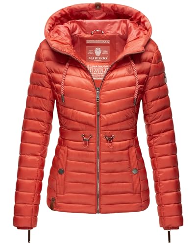 MARIKOO Damen Übergangsjacke leichte Stepp-Jacke mit Kapuze Aniyaa Coral Gr. S von MARIKOO