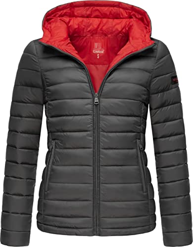 MARIKOO Damen Übergangsjacke leichte Steppjacke kurz mit Kapuze Lucy Anthrazit Gr. XS von MARIKOO