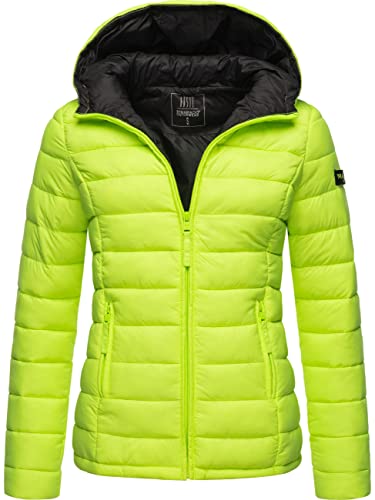 MARIKOO Damen Übergangsjacke leichte Steppjacke kurz mit Kapuze Lucy Neon Green Gr. S von MARIKOO