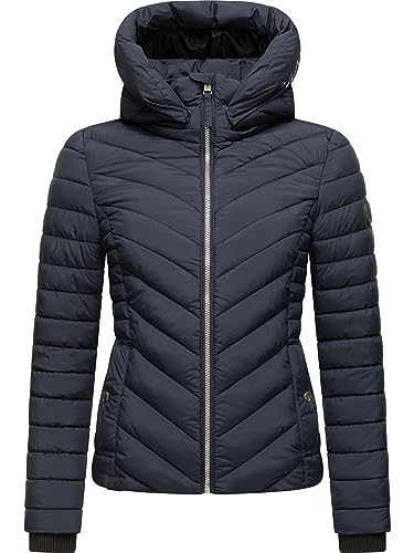 MARIKOO Damen Übergangsjacke leichte Steppjacke kurz mit Abnehmbarer Kapuze Kagomee Navy Gr. XL MARIKOO Damen Übergangsjacke leichte Steppjacke kurz mit Abnehmbarer Kapuze Kagomee Navy Gr. XL von MARIKOO