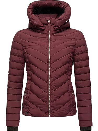 MARIKOO Damen Übergangsjacke leichte Steppjacke kurz mit Abnehmbarer Kapuze Kagomee Wine Gr. XL von MARIKOO