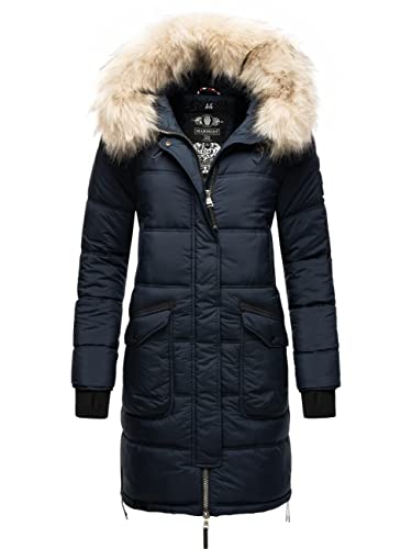 MARIKOO Damen Warmer Winter Steppmantel Chaskaa Navy Gr. M von MARIKOO