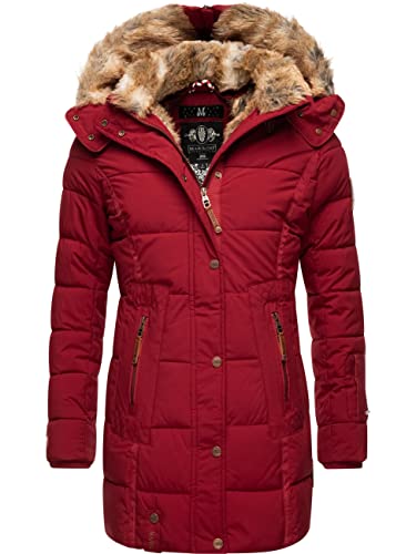 MARIKOO Damen Warmer Winter Steppmantel mit Kapuze Lieblings Jacke Blood Red Gr. L von MARIKOO