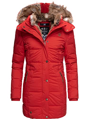 MARIKOO Damen Warmer Winter Steppmantel mit Kapuze Lieblings Jacke Rot Gr. S von MARIKOO