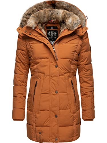 MARIKOO Damen Warmer Winter Steppmantel mit Kapuze Lieblings Jacke Rusty Cinnamon Gr. S von MARIKOO