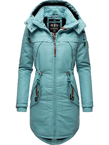 MARIKOO Damen Warmer Winterparka mit Abnehmbarer Kapuze Kamii Misty Blue Gr. L von MARIKOO