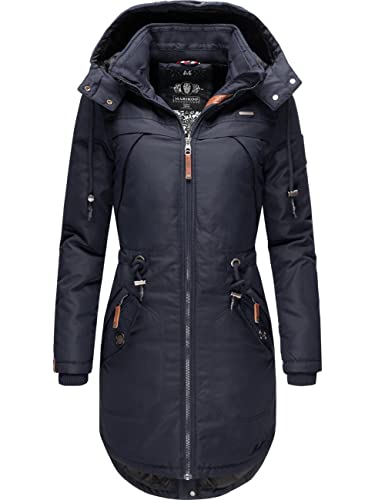 MARIKOO Damen Warmer Winterparka mit Abnehmbarer Kapuze Kamii Navy Gr. L von MARIKOO