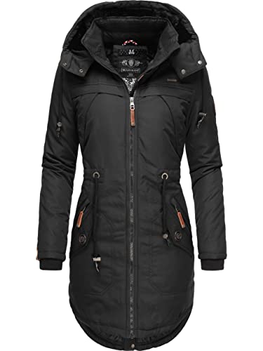 MARIKOO Damen Warmer Winterparka mit Abnehmbarer Kapuze Kamii Schwarz Gr. S von MARIKOO