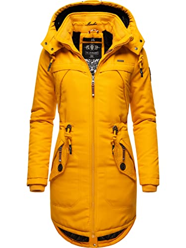 MARIKOO Damen Warmer Winterparka mit Abnehmbarer Kapuze Kamii Yellow Gr. L von MARIKOO