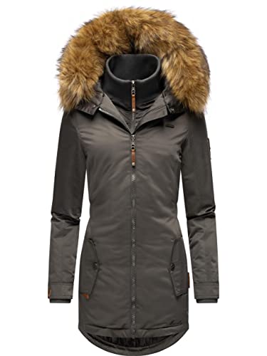 MARIKOO Damen Warmer Winterparka mit Kapuze Sanakoo Anthracite Gr. XXL von MARIKOO