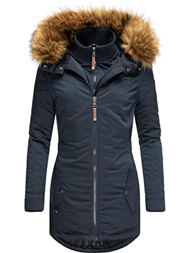 MARIKOO Damen Warmer Winterparka mit Kapuze Sanakoo Blau Gr. XS von MARIKOO