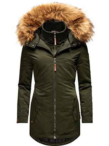 MARIKOO Damen Warmer Winterparka mit Kapuze Sanakoo Olive Gr. XXL von MARIKOO
