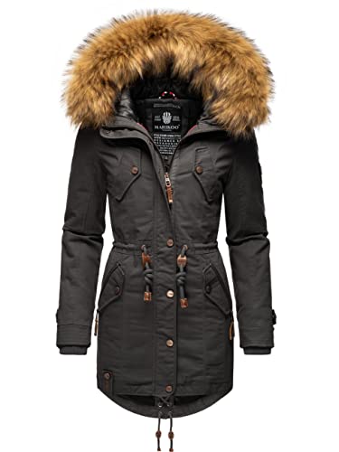MARIKOO Damen Warmer Winterparka mit abnehmbarem Kunstfell La Viva Prc Anthracite Gr. XS MARIKOO Damen Warmer Winterparka mit abnehmbarem Kunstfell La Viva Prc Anthracite Gr. XS von MARIKOO