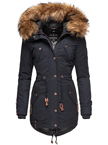 MARIKOO Damen Warmer Winterparka mit abnehmbarem Kunstfell La Viva Prc Blau Gr. XXL von MARIKOO