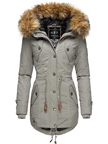 MARIKOO Damen Warmer Winterparka mit abnehmbarem Kunstfell La Viva Prc Grau Gr. XS MARIKOO Damen Warmer Winterparka mit abnehmbarem Kunstfell La Viva Prc Grau Gr. XS von MARIKOO