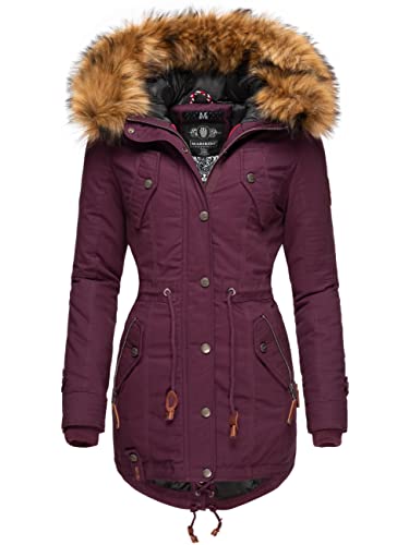 MARIKOO Damen Warmer Winterparka mit abnehmbarem Kunstfell La Viva Prc Weinrot Gr. XS MARIKOO Damen Warmer Winterparka mit abnehmbarem Kunstfell La Viva Prc Weinrot Gr. XS von MARIKOO