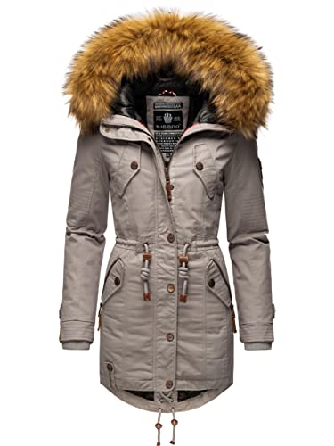 MARIKOO Damen Warmer Winterparka mit abnehmbarem Kunstfell La Viva Prc Zinc Grey Gr. M von MARIKOO