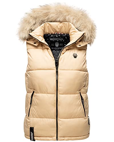 MARIKOO Damen Weste Damenjacke Windbreaker Steppweste Outdoor Eisflöckchen Beige 38 - M MARIKOO Damen Weste Damenjacke Windbreaker Steppweste Outdoor Eisflöckchen Beige 38 - M von MARIKOO