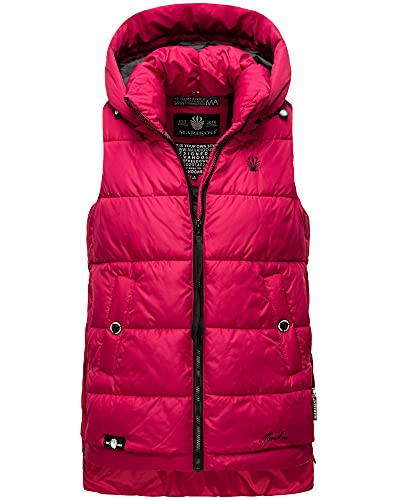 MARIKOO Damen Weste Outdoor gesteppt Jacke Steppweste Windbreaker Kapuze XS - XXL ZARINAA (Fuchsia, L) von MARIKOO