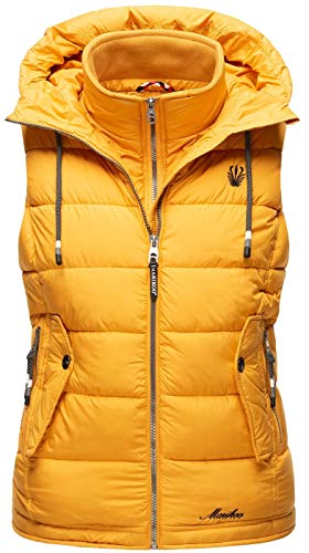 MARIKOO Damen Weste Steppweste gesteppt Frühjahr Übergangsweste B866 [B866-Tais-Gelb-Gr.XXL] von MARIKOO