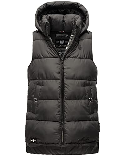 MARIKOO Damen Weste Steppweste gesteppt Frühjahr Übergangsweste B898 [B898-Zarin-Anthrazit-Gr.XXL] von MARIKOO