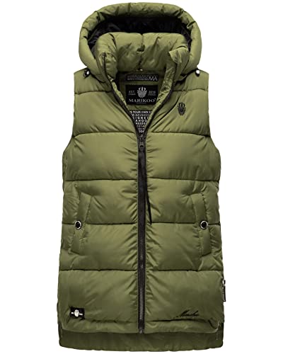 MARIKOO Damen Weste Steppweste gesteppt Frühjahr Übergangsweste B898 [B898-Zarin-Dusty-Olive-Gr.M] von MARIKOO