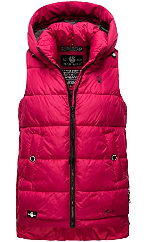 MARIKOO Damen Weste Steppweste gesteppt Frühjahr Übergangsweste B898 [B898-Zarin-Fuchsia-Gr.L] von MARIKOO