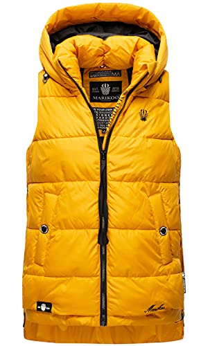 MARIKOO Damen Weste Steppweste gesteppt Frühjahr Übergangsweste B898 [B898-Zarin-Gelb-Gr.XS] von MARIKOO