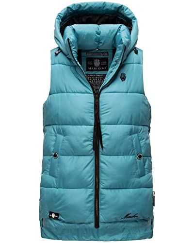 MARIKOO Damen Weste Steppweste gesteppt Frühjahr Übergangsweste B898 [B898-Zarin-Misty-Blue-Gr.L] von MARIKOO