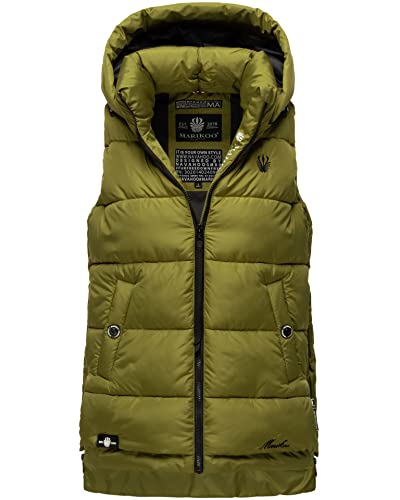 MARIKOO Damen Weste Steppweste gesteppt Frühjahr Übergangsweste B898 [B898-Zarin-Moosgrün-Gr.M] von MARIKOO