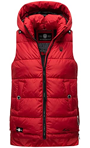 MARIKOO Damen Weste Steppweste gesteppt Frühjahr Übergangsweste B898 [B898-Zarin-Rot-Gr.XL] von MARIKOO