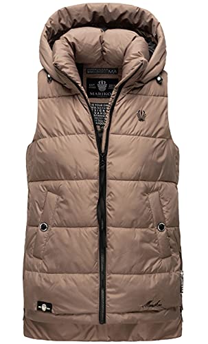 MARIKOO Damen Weste Steppweste gesteppt Frühjahr Übergangsweste B898 [B898-Zarin-Taupe-Gr.XS] von MARIKOO