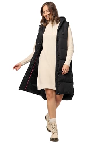 MARIKOO Damen Weste Steppweste lang gesteppte Übergangsweste Kapuze warm B967 [B967-Sayor-Schwarz-Gr.XXL] von MARIKOO