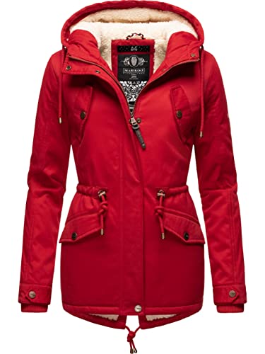 MARIKOO Damen warme Winterjacke mit kuscheliger Verstellbarer Kapuze Manolya Rot Gr. S von MARIKOO