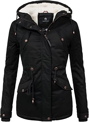 MARIKOO Damen warme Winterjacke mit kuscheliger Verstellbarer Kapuze Manolya Schwarz Gr. XS von MARIKOO