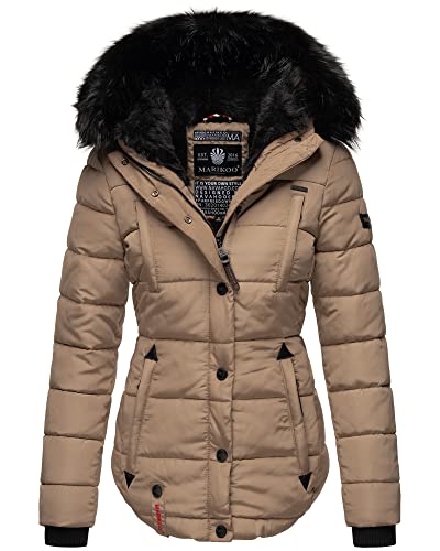 MARIKOO Damen Winter Jacke Herbst Stepp Kurz Parka warm Teddyfell gefüttert 6 Farben Camouflage XS - XXL Lotusblüte (M, Taupe) von MARIKOO