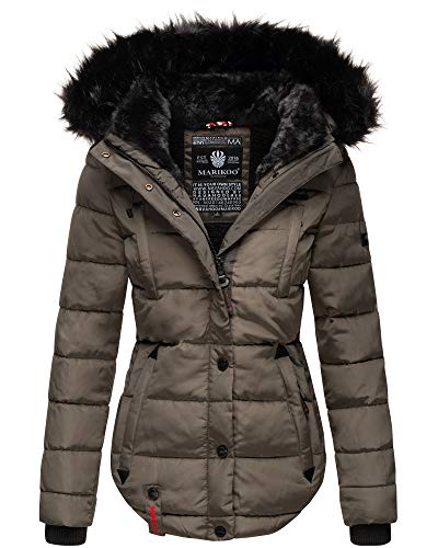 MARIKOO Damen Winter Jacke Herbst Stepp Kurz Parka warm Teddyfell gefüttert 6 Farben Camouflage XS - XXL Lotusblüte (S, Anthrazit) von MARIKOO