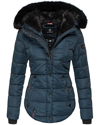 MARIKOO Damen Winter Jacke Herbst Stepp Kurz Parka warm Teddyfell gefüttert Lotusblüte 6 Farben Camouflage XS - XXL (S, Blau) von MARIKOO